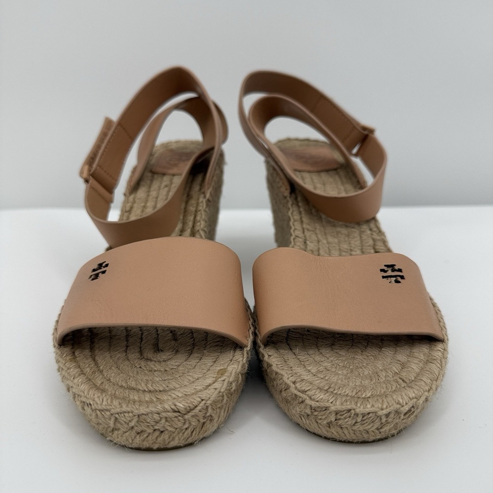 Tory Burch Bima 2 Espadrille Wedge Sandals Size 9 Tan NEW Ankle Strap Open Toe - Picture 6 of 7